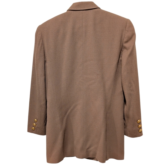 Vintage Christian Dior USA Double Breasted 100% Wool Blazer - Camel Tan Size 4 - Picture 2 of 8